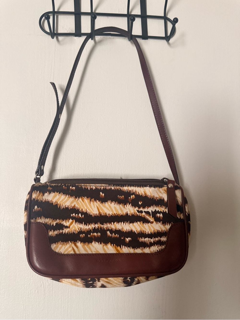 Authentic Dolce and Gabbana Brown Animal-Print Shoulder Bag